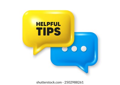 Helpful tips tag. Chat speech bubble 3d icon. Education faq sign. Help assistance symbol. Helpful tips chat offer. Speech bubble banner. Text box balloon. Vector