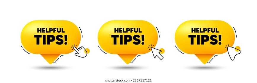 Helpful tips tag. Click here buttons. Education faq sign. Help assistance symbol. Helpful tips speech bubble chat message. Talk box infographics. Vector
