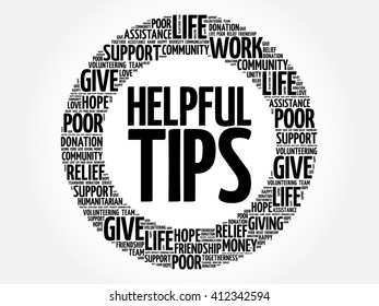 Helpful Tips word cloud collage, concept background