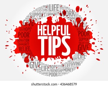 Helpful Tips word cloud collage, concept background