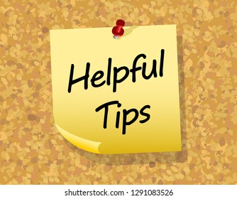 helpful tips, written on paper sticker 