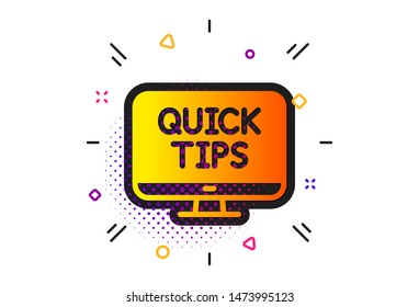 Helpful tricks sign. Halftone circles pattern. Quick tips icon. Web tutorials symbol. Classic flat web tutorials icon. Vector