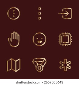 Ícones úteis da interface do usuário do vetor com destaque dourado


