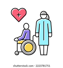 helping and caring for disabled people at home color icon vector. helping and caring for disabled people at home sign. isolated symbol illustration