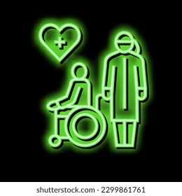 helping and caring for disabled people at home neon light sign vector. helping and caring for disabled people at home illustration