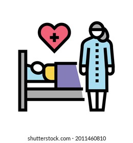 helping and caring for sick people color icon vector. helping and caring for sick people sign. isolated symbol illustration