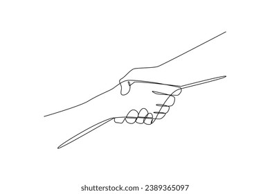 Helping each other hand symbol. minimalist help each other concept.