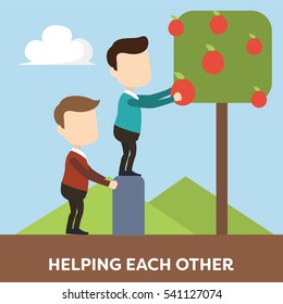 Helping each other illustration concept