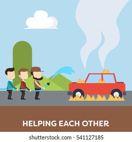 Helping each other illustration concept