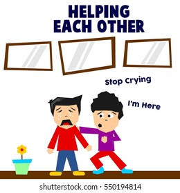 Helping each other illustration concept