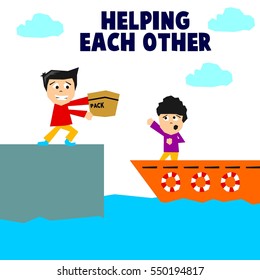 Helping each other illustration concept
