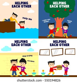 Helping each other illustration concept