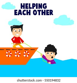 Helping each other illustration concept
