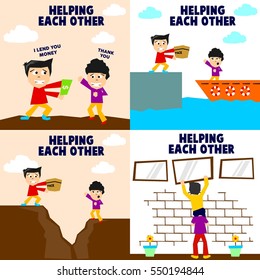 Helping each other illustration concept