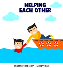 Helping each other illustration concept