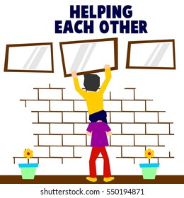 Helping each other illustration concept
