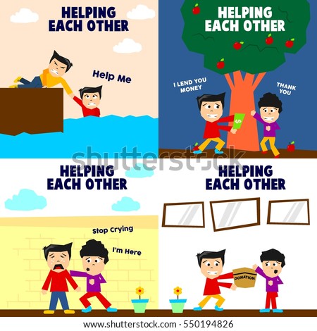 Helping each other illustration concept