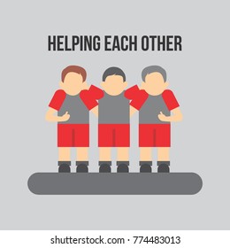 Helping Each Other Vector Poster Illustration