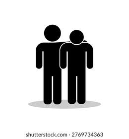 Helping friend icon with shadow