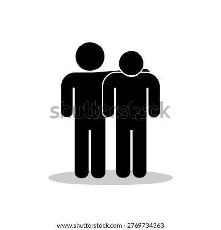 Helping friend icon with shadow