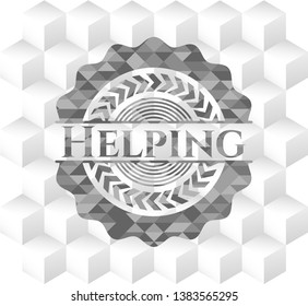Helping grey emblem with cube white background