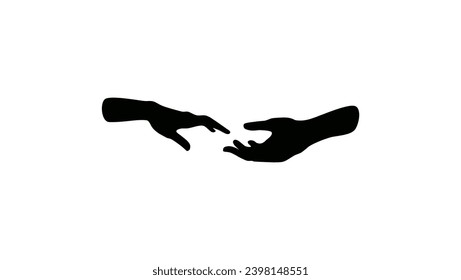 a helping hand, black isolated silhouette