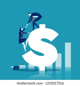 Helping Hand. Businessman helps to climb. Concept business vector  illustration.