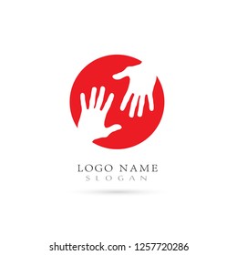 Helping Hand & Care Logo. Icon & Symbol Vector template.