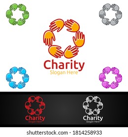 Logotipo creativo de la Fundación de Ayuda para la Iglesia Voluntaria o la Donación de Caridad
