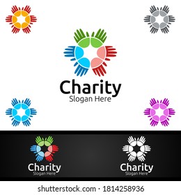 Helping Hand Charity Foundation Creative Logo for Voluntary Church or Charity Donation