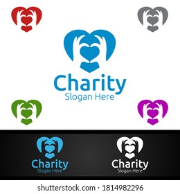 Logotipo creativo de la Fundación de Ayuda para la Iglesia Voluntaria o la Donación de Caridad