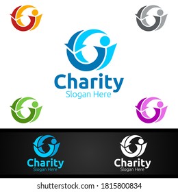 Logotipo creativo de la Fundación de Ayuda para la Iglesia Voluntaria o la Donación de Caridad