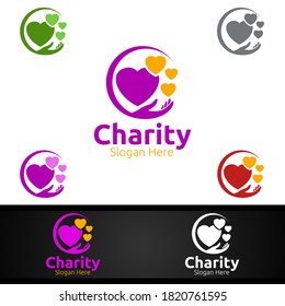 Logotipo creativo de la Fundación de Ayuda para la Iglesia Voluntaria o la Donación de Caridad