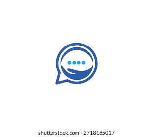 Logotipo de ajuda mão e bolha de bate-papo