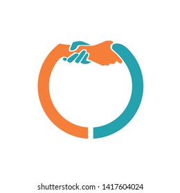 Helping hand circle symbol vector
