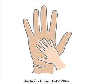 Helping hand concept. Continuous line drawing of help, assistance and cooperation