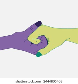Concepto de mano de ayuda. Gesto, señal de ayuda y esperanza. Dos manos tomándose el uno al otro