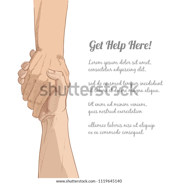 Helping Hand Concept Gesture Sign Help Stock Vector Royalty Free