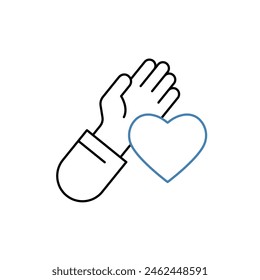 helping hand concept line icon. Simple element illustration. helping hand concept outline symbol design.