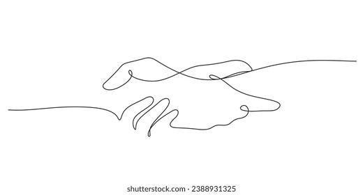 helping hand continuous line drawing minimalist concept vector