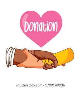 helping hand with donation heart. vector illustration
