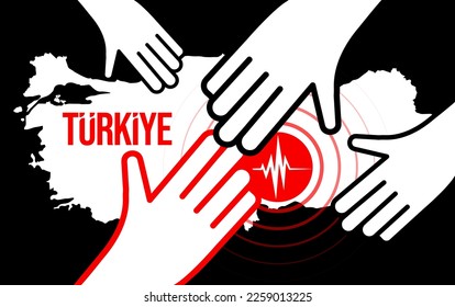 Helping hand to earthquake victims. Pray for Turkey. Turkey earthquake. Major earthquakes in eastern Turkey on February 6, 2023.