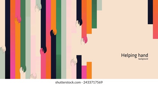 helping hand gesture, abstract people reaching for help, concept of volunteer charity donation giving for children woman elderly senior social group, background banner with copy space