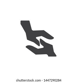 Helping hand gesture vector icon. filled flat sign for mobile concept and web design. Hands of help glyph icon. Symbol, logo illustration. Vector graphics