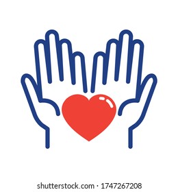 Helping hand with heart shape. Global day of charitable giving. Giving Tuesday. Vector illustration.