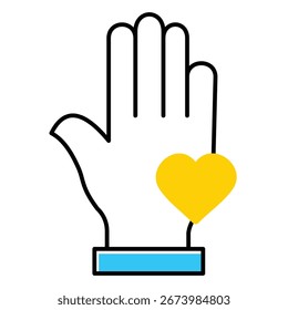 Mano de ayuda con el diseño del icono de la Ilustración vectorial del corazón