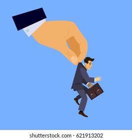 Helping hand. Hand helps the businessman pulling him out of troubleConcept business illustration.