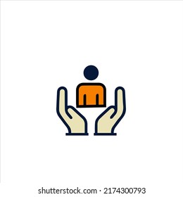 Helping Hand icon design stock illustration on white background