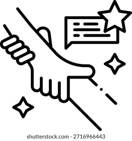 Helfen Sie dem Hand-Icon mit Feedback und Sternbewertung