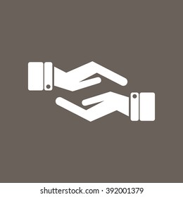 Helping Hand Icon on Dark Gray Color. Eps-10.